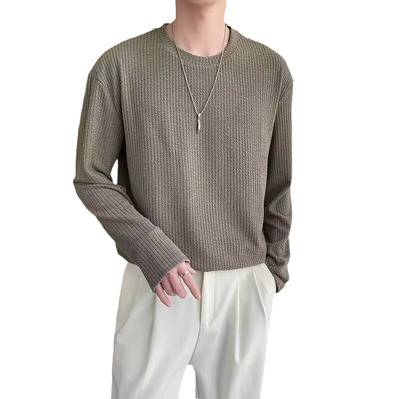 Long-Sleeve T-Shirt For Men, Base Layer Shirt For , Trendy Brand, Cool And Stylish Men'S Sweatshirt, Loose-Fitting Top With Drape, Handsome - Image 5