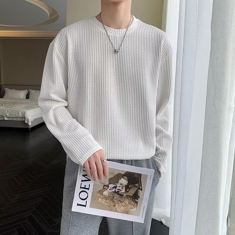 Long-Sleeve T-Shirt For Men, Base Layer Shirt For , Trendy Brand, Cool And Stylish Men'S Sweatshirt, Loose-Fitting Top With Drape, Handsome - Image 2