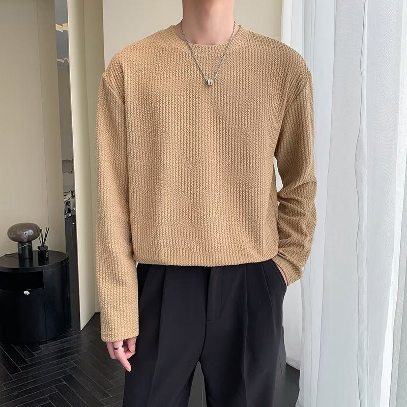 Long-Sleeve T-Shirt For Men, Base Layer Shirt For , Trendy Brand, Cool And Stylish Men'S Sweatshirt, Loose-Fitting Top With Drape, Handsome - Image 3