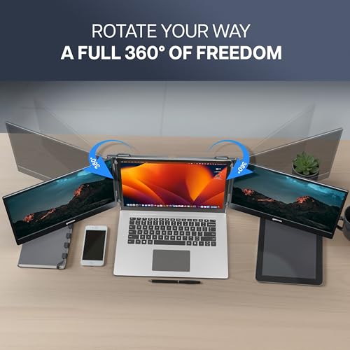 Geonix 14" Tri-Screen Portable Dual Monitor – Foldable 1080p Display Extender for 14–17" Laptops, USB-C & Mini HDMI, HDR, Kickstand, Compatible with Windows - Image 3