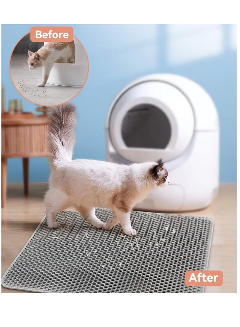 Cat Litter Mat,Pet Cat Supplies,Cat Litter Mat Waterproof,Urine Proof Trapping Mat,Soft EVA Material Cat Litter Mat,Cat Litter Mat Double Layer, Cat Litter Mat with Honeycomb  Design,Easy Clean Cat Litter Mat,Scatter Control,Non-Slip,Foldable Cat Litter Mat,60 by 45 Centimeters,Black - Image 4