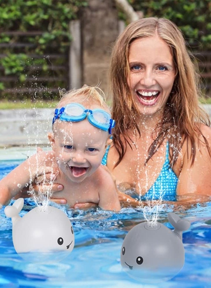 Barakah Baby Bath Toys, Fountain Light Up Whale Baby Pool Toddlers Toy with LED Light Whale Spray Water Toy for Kids, Induction Sprinkler Bathtub Toys Bathroom Shower Swimming Pool Outdoor Water Toy (White) - Image 3