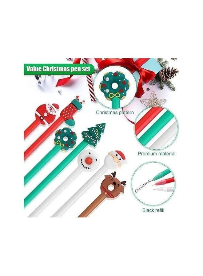 Set of 14 Gel Pens, Christmas Pens, Ballpoint Pens, Santa Christmas Roller Pen, Black for Stationery, Kids Gift - Image 1