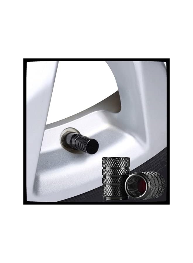 S-TOP 8 Pcs Tyre Valve Caps,Tire Valve Stem Caps,Universal Aluminum Tire Valve Cap with Rubber Ring,Dust Proof Valve Cover for Cars,Bicycle,Trucks,Motorcycles(Black) - Image 3