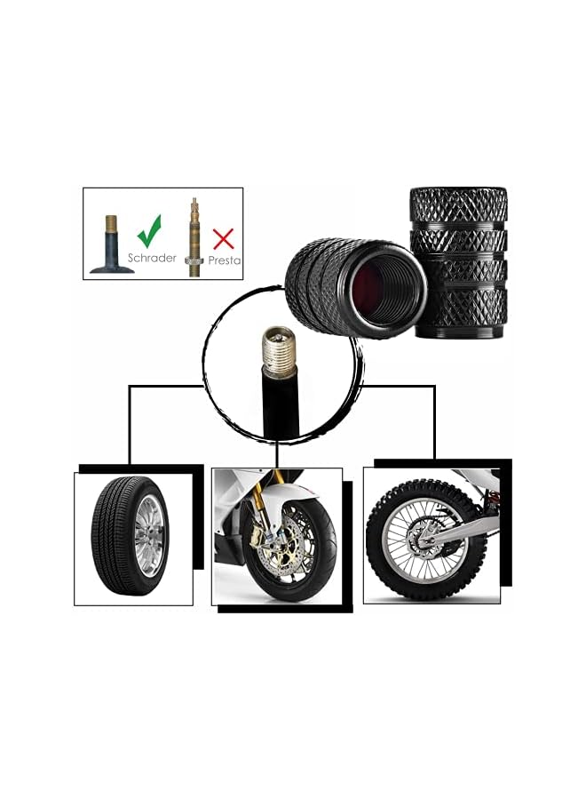 S-TOP 8 Pcs Tyre Valve Caps,Tire Valve Stem Caps,Universal Aluminum Tire Valve Cap with Rubber Ring,Dust Proof Valve Cover for Cars,Bicycle,Trucks,Motorcycles(Black) - Image 1