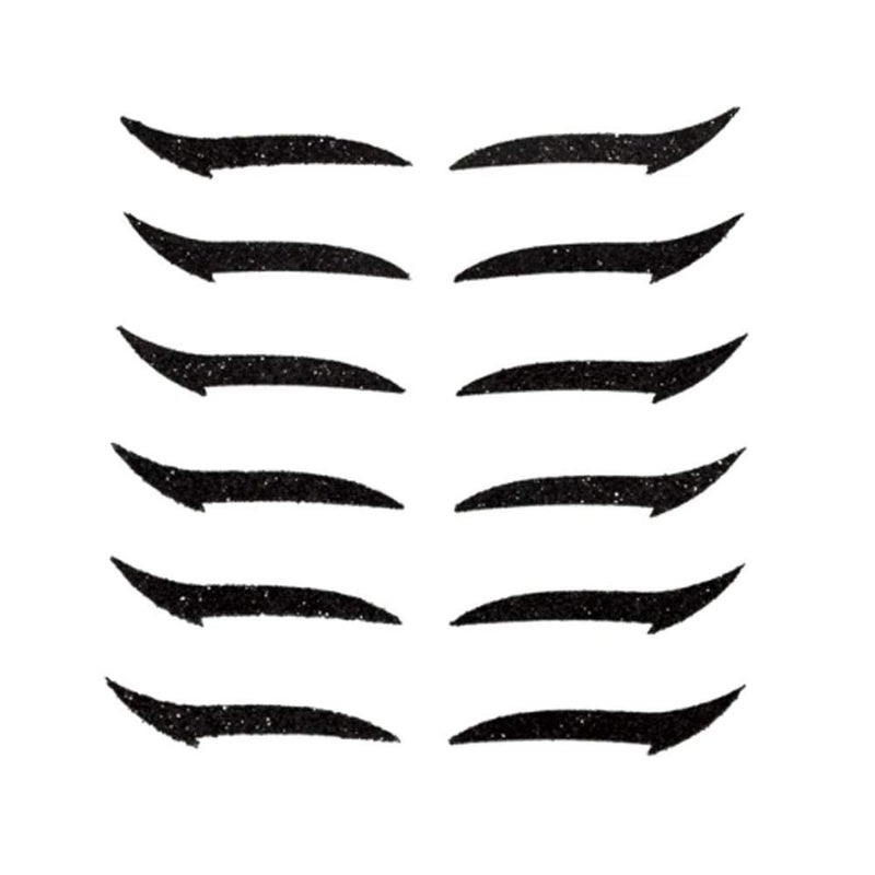 Zerone 6 Pairs Reusable Makeup Stickers Adhesive Stickers for Eyes Instant Killer Cats Eye with Various Designs black