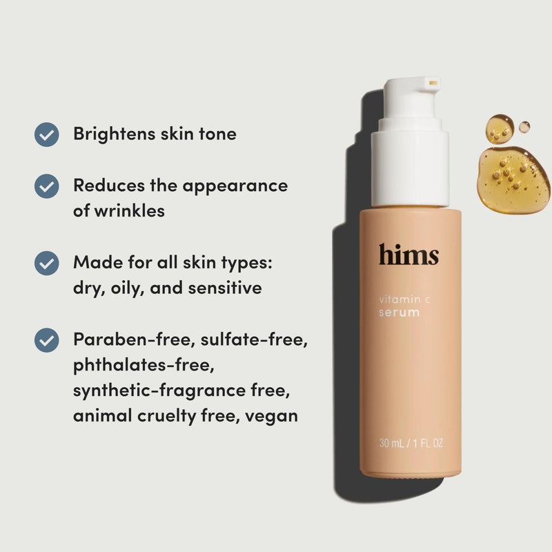 HIMS & HERS hims Vitamin C Serum for Men - Brighten Skin Tone, Balance Complexion - Highly Concentrated, Lightweight Vitamin C Facial Serum - Vegan, Cruelty-Free, No Parabens - Citrus Scent, (1oz) - Image 5