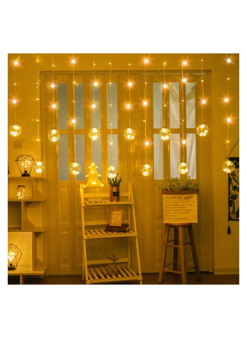 GGEROU Solar String Lights Curtain Wishing Icicle Ball Lights Waterproof with 8 Flashing Modes Indoor Outdoor Home Wedding Party New Year Garden Balcony Fence Warm White  - Image 1