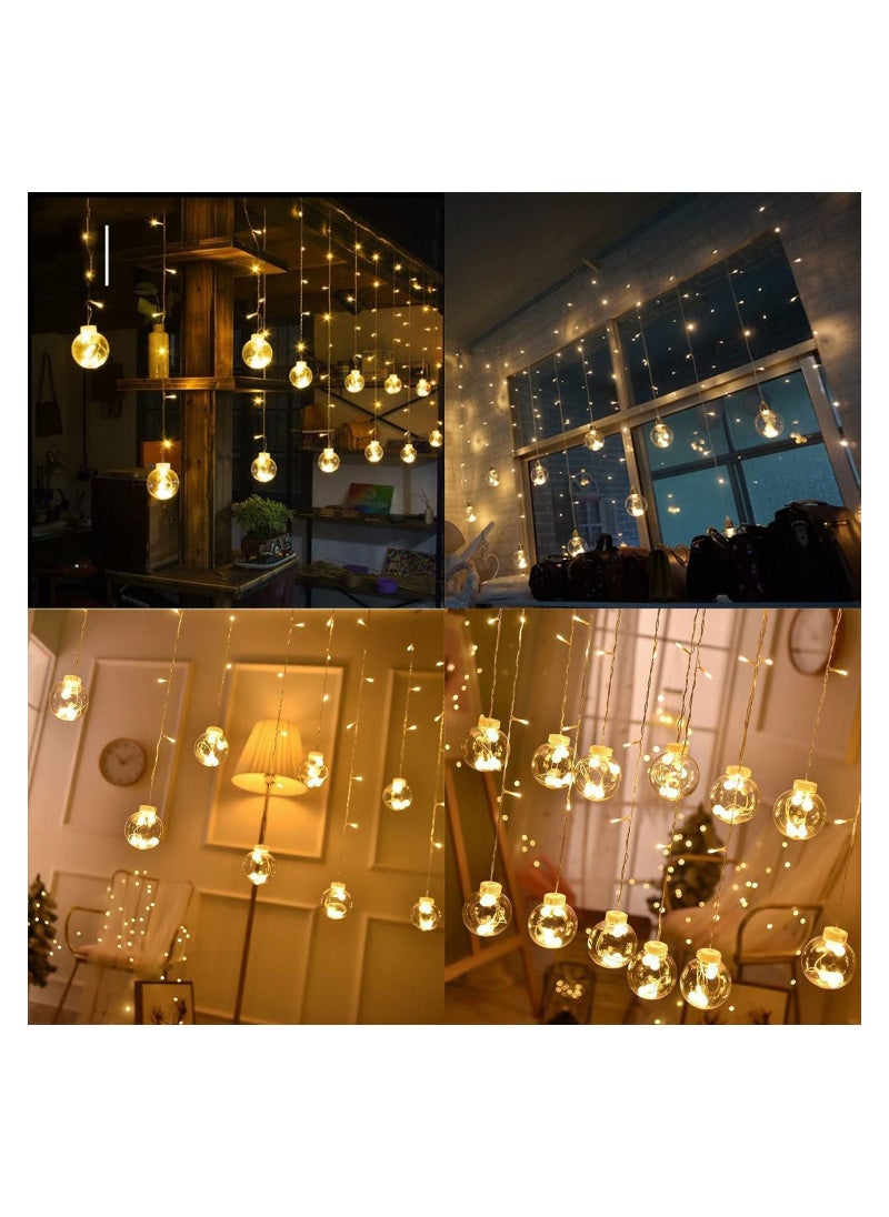 GGEROU Solar String Lights Curtain Wishing Icicle Ball Lights Waterproof with 8 Flashing Modes Indoor Outdoor Home Wedding Party New Year Garden Balcony Fence Warm White  - Image 4