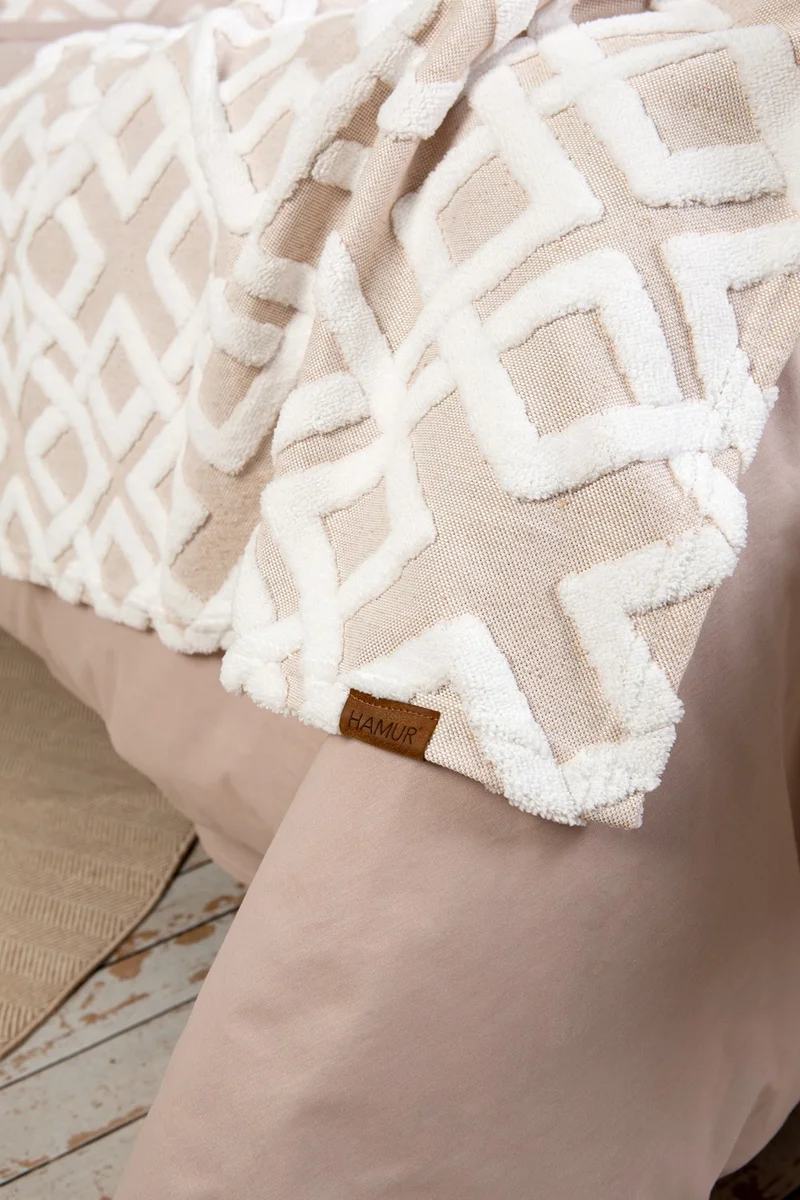 هامور Dough Bed Runner Throw Pillow Set Bohemian Punch Punch Pattern Bedspread Mila Beige