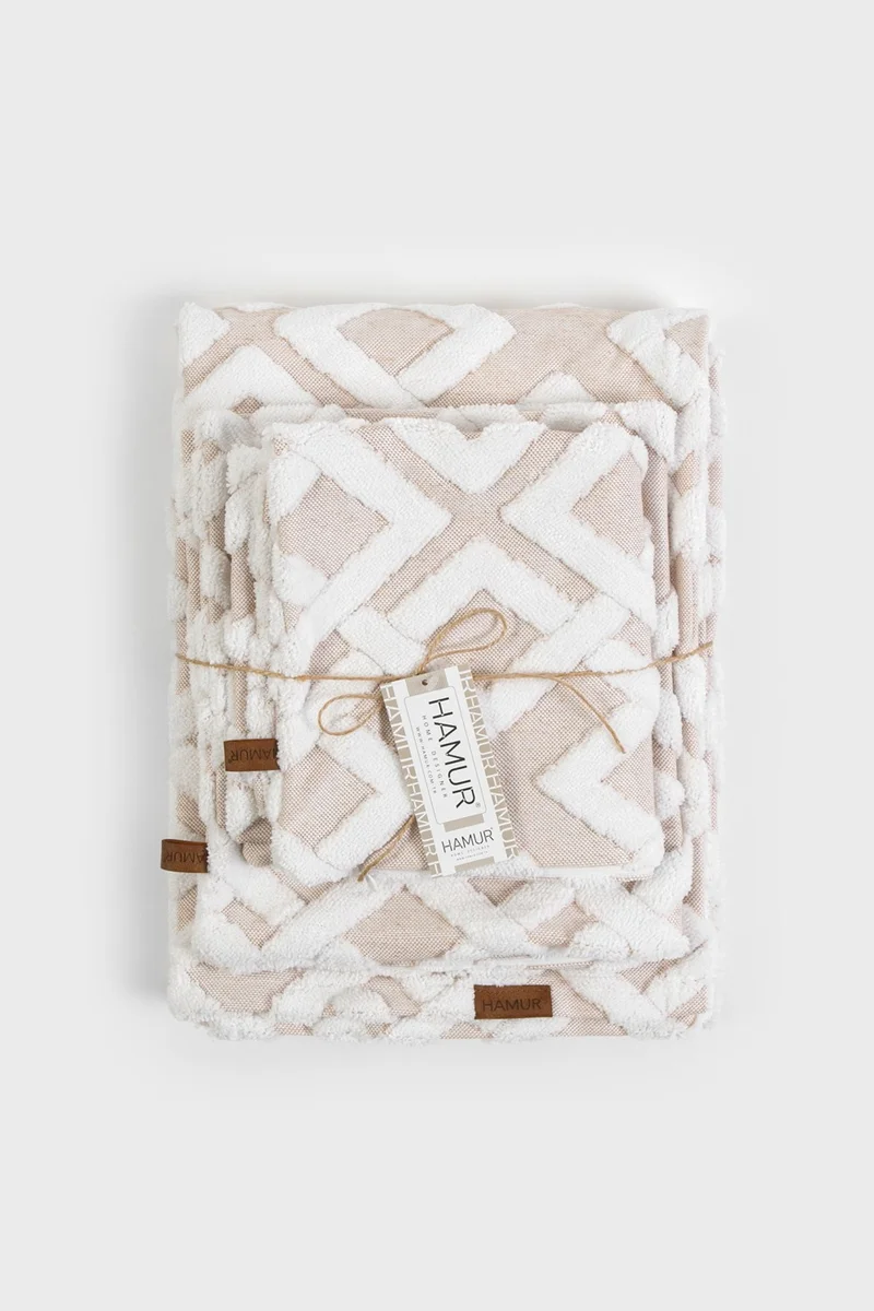 هامور Dough Bed Runner Throw Pillow Set Bohemian Punch Punch Pattern Bedspread Mila Beige