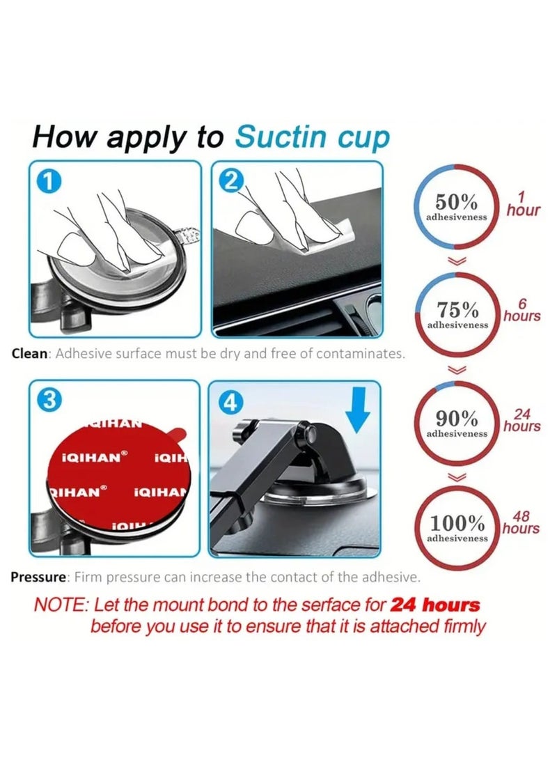 LDQ Pack of 6 Pcs Very High Bond Double-Sided Sticky Adhesive, 70mm Dashboard Pad Mounting Disk Adhesive Kit, Suction Cup, Car Dashboard, Phone Holder, Sucker Mount, Dash Cam - Image 5