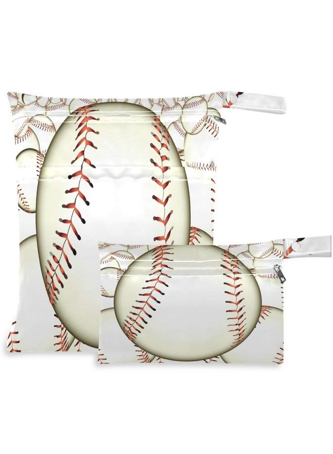 visesunny Baseball 2Pcs Wet Bag with Zippered Pockets Washable Reusable Roomy for Travel,Beach,Pool,Daycare,Stroller,Diapers,Dirty Gym Clothes, Wet Swimsuits, Toiletries - Image 1