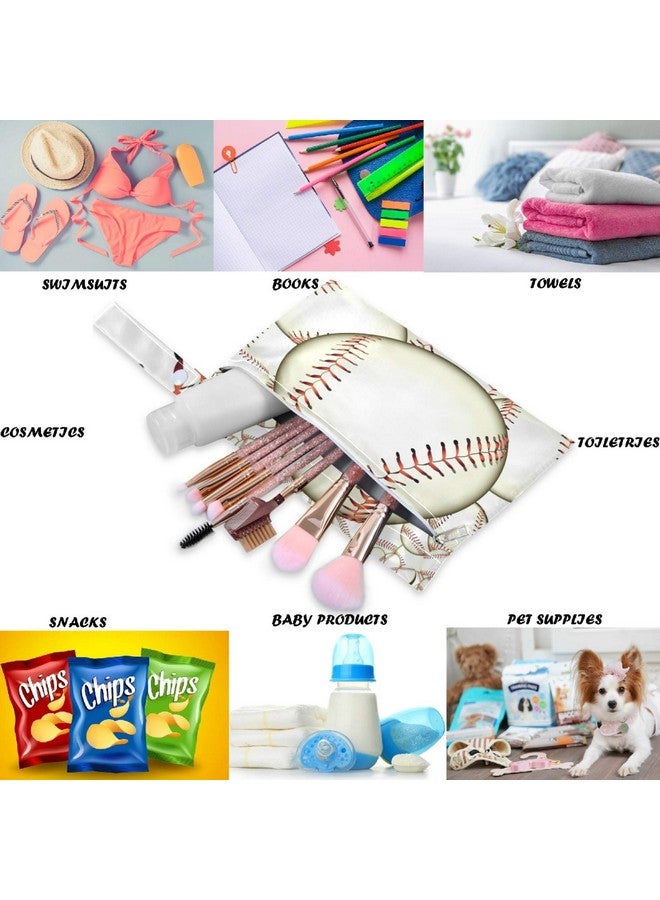 visesunny Baseball 2Pcs Wet Bag with Zippered Pockets Washable Reusable Roomy for Travel,Beach,Pool,Daycare,Stroller,Diapers,Dirty Gym Clothes, Wet Swimsuits, Toiletries - Image 3