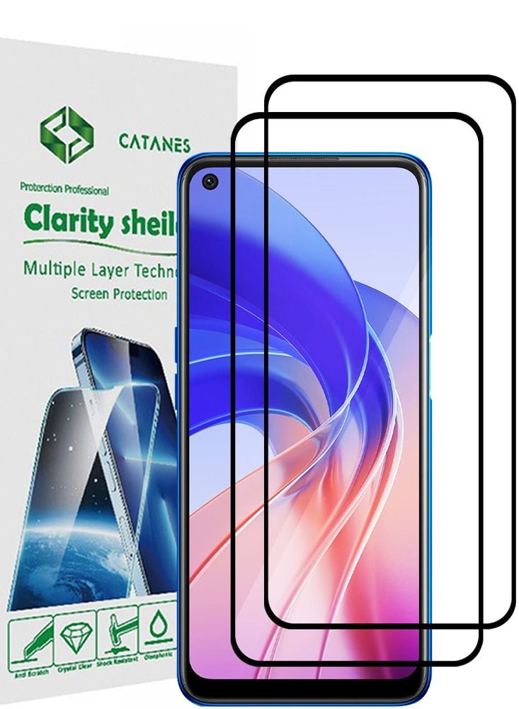 CATANES 2 Pack For Oppo A55 Screen Protector Tempered Glass Full Glue Back - Image 1