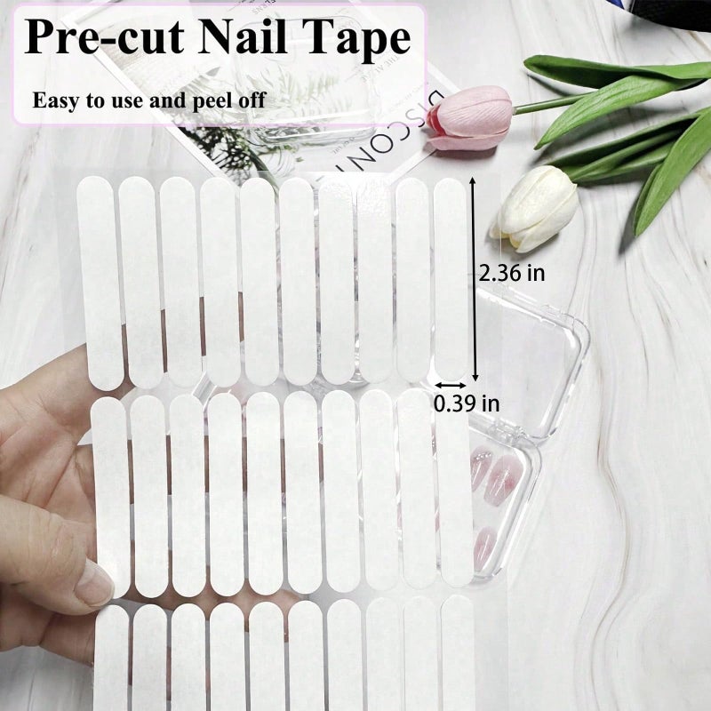 Sawvolker 12pcs Press on Nail Storage Box with 60 Pcs Adhesive Double Sided Tape Acrylic Nail Display Box Artificial False Nail Box Organizer Fake Nail Case Transparent Nail Packaging Boxes for Nail Salon - Image 4