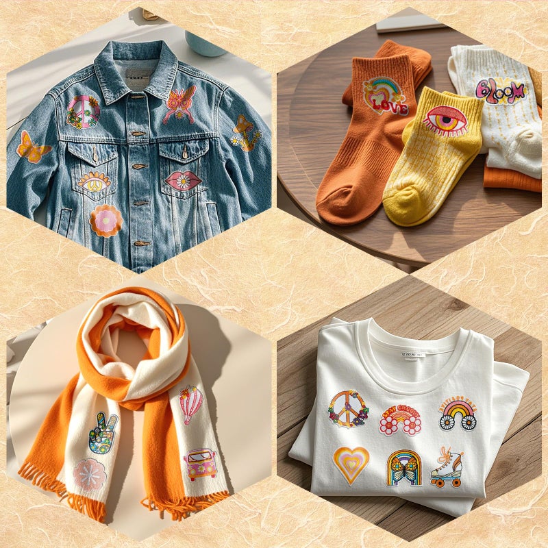 RF-patch 48Pcs Hippie Iron on Patches for Girl, Embroidered Boho Iron on/Sew on Patch for Clothes, Hats, Jeans, Dress, Backpacks, Etc - Image 3