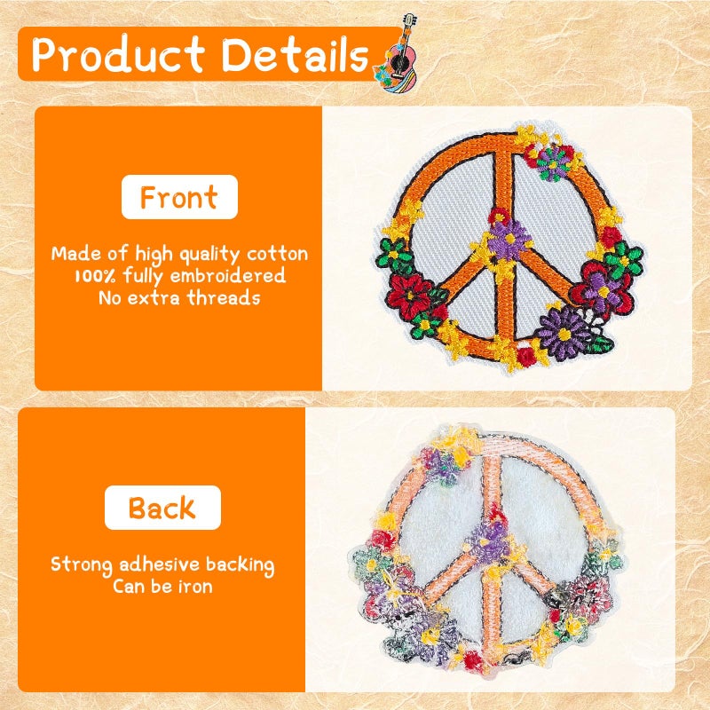 RF-patch 48Pcs Hippie Iron on Patches for Girl, Embroidered Boho Iron on/Sew on Patch for Clothes, Hats, Jeans, Dress, Backpacks, Etc - Image 5