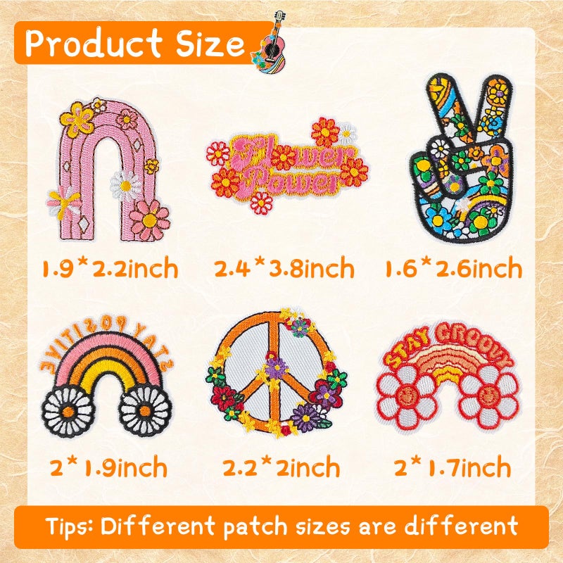 RF-patch 48Pcs Hippie Iron on Patches for Girl, Embroidered Boho Iron on/Sew on Patch for Clothes, Hats, Jeans, Dress, Backpacks, Etc - Image 4
