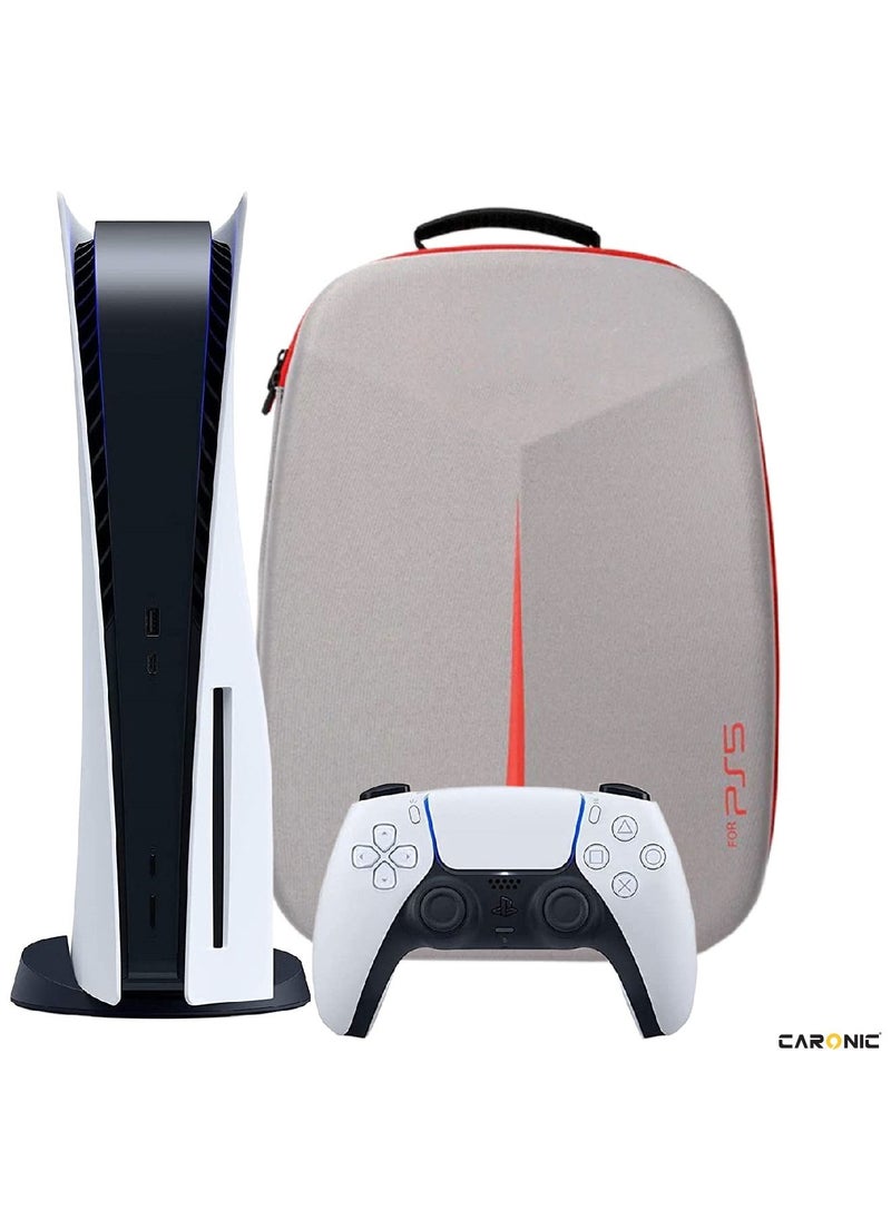 CARONIC - PS5 Carrying Case Travel Storage Bag Compatible with Playstation 5 Grey - Image 1
