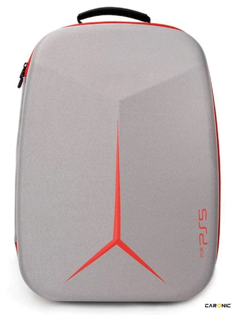 CARONIC - PS5 Carrying Case Travel Storage Bag Compatible with Playstation 5 Grey - Image 1