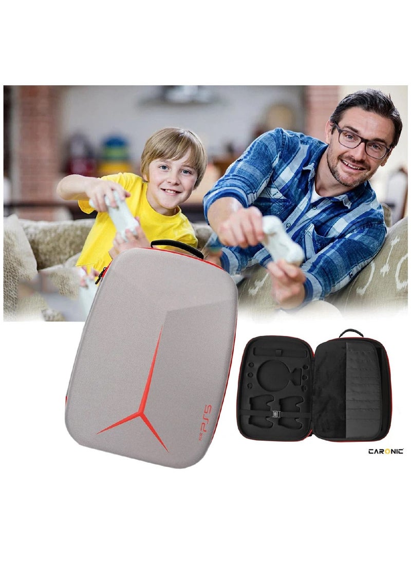 CARONIC - PS5 Carrying Case Travel Storage Bag Compatible with Playstation 5 Grey - Image 1