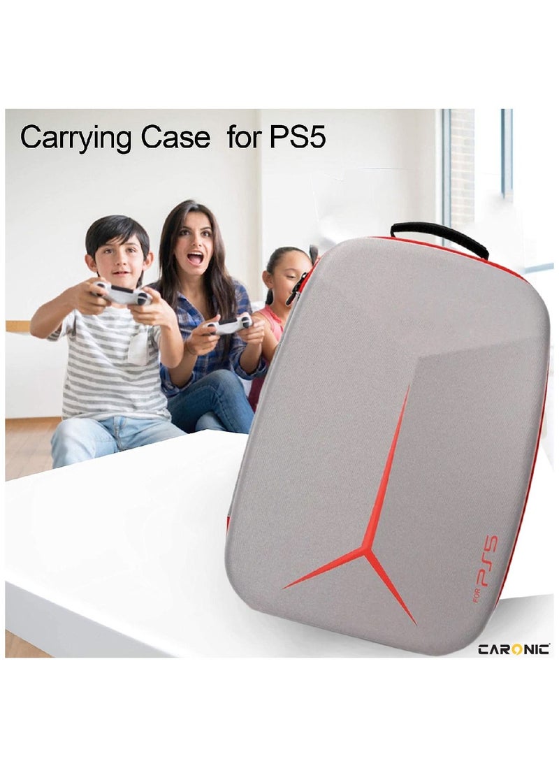 CARONIC - PS5 Carrying Case Travel Storage Bag Compatible with Playstation 5 Grey - Image 1