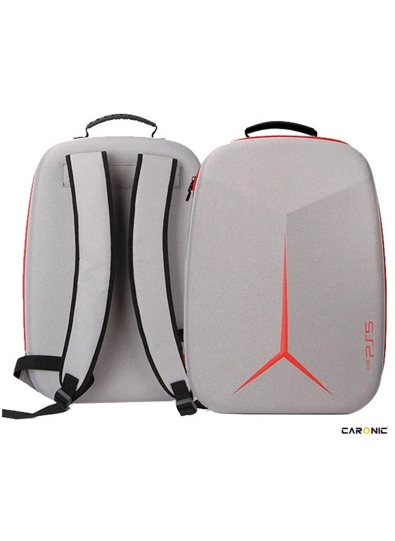 CARONIC - PS5 Carrying Case Travel Storage Bag Compatible with Playstation 5 Grey - Image 1