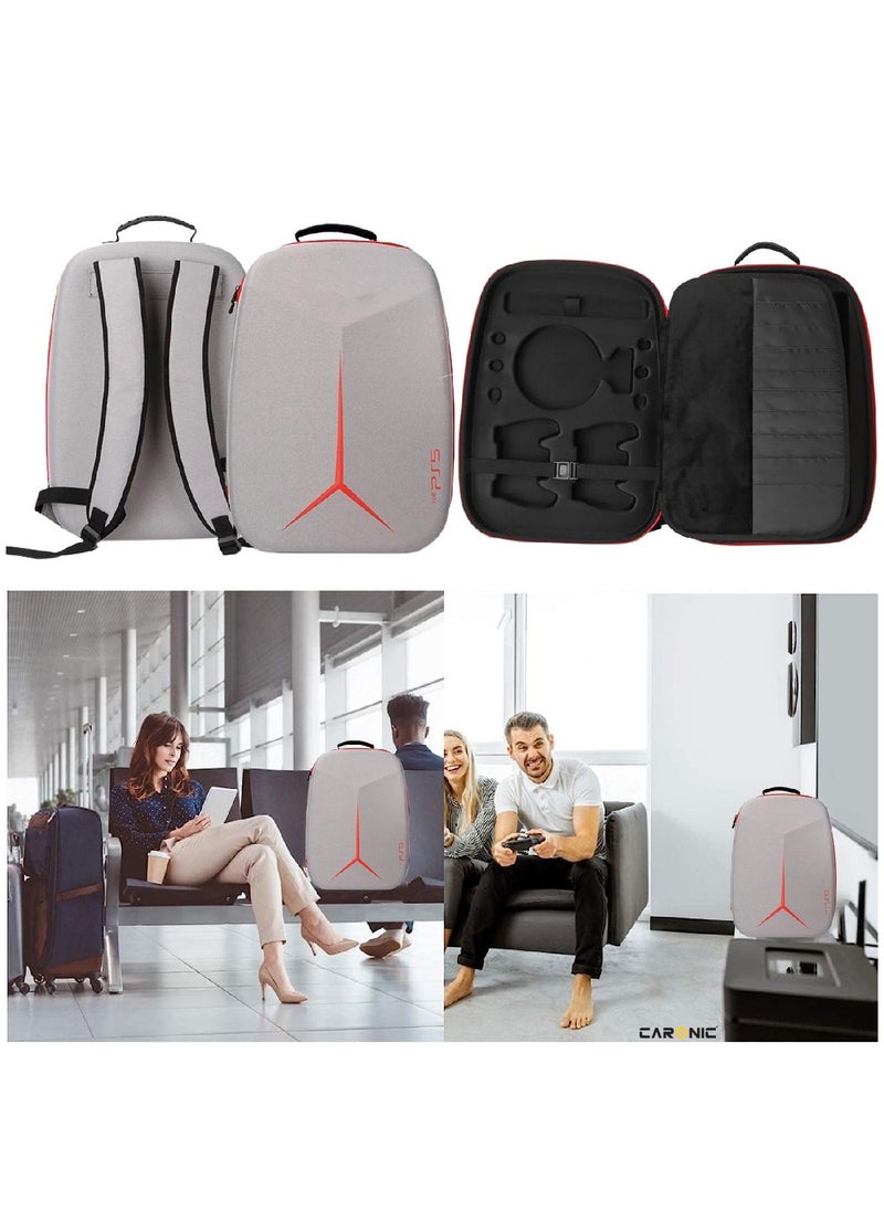 CARONIC - PS5 Carrying Case Travel Storage Bag Compatible with Playstation 5 Grey - Image 1