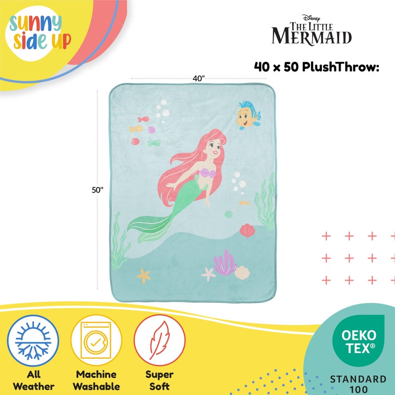 Sunny Side Up Disney The Little Mermaid Plush Travel Throw Blanket - Measures 40 x 50 Inches - Super Soft & Cozy Princess Travel Accessories Features Ariel - Image 2