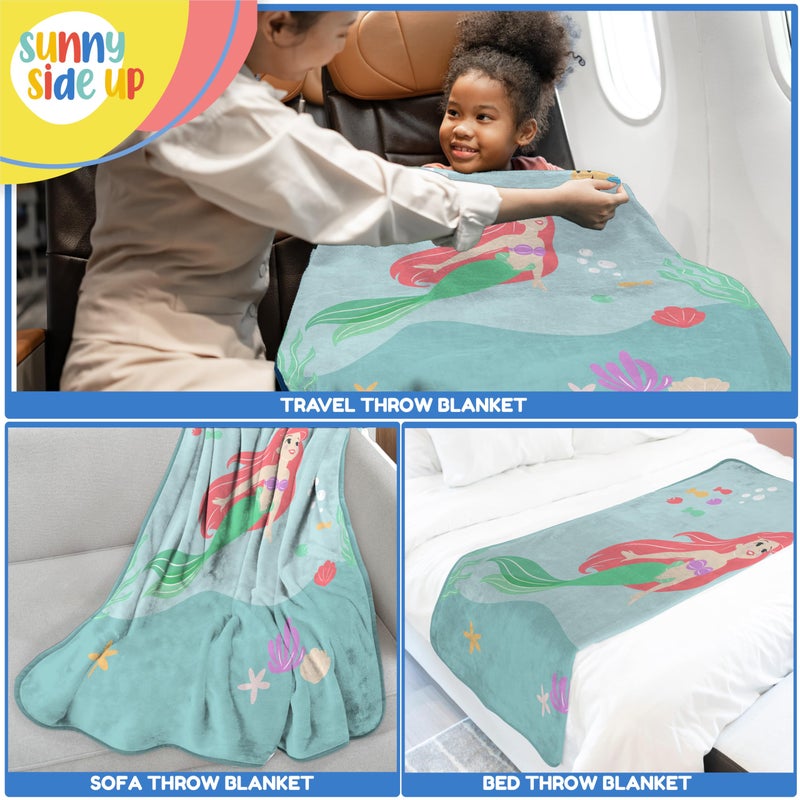 Sunny Side Up Disney The Little Mermaid Plush Travel Throw Blanket - Measures 40 x 50 Inches - Super Soft & Cozy Princess Travel Accessories Features Ariel - Image 3