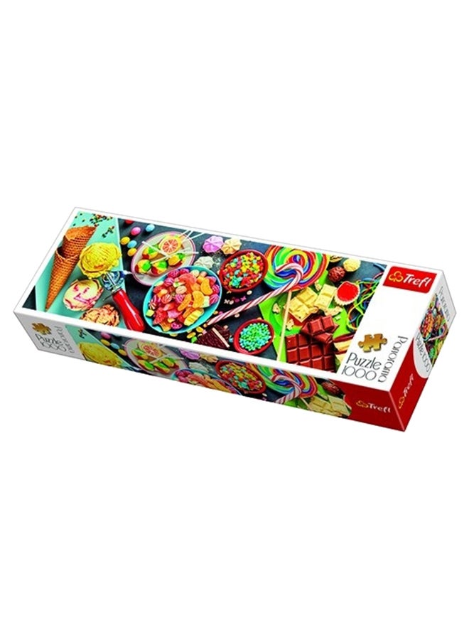 Trefl Panorama Sweet Delights 1000 Piece Jigsaw Puzzle Red 38"x13" Print, DIY Puzzle, Creative Fun, Classic Puzzle for Adults and Children from 14 Years Old - Image 1