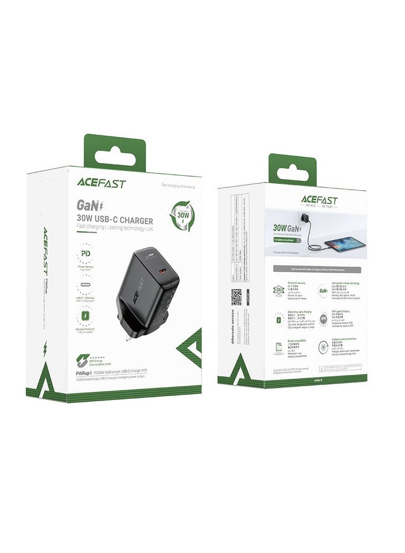 AceFast A24 PD30W GaN single USB-C charger - Black - Image 2