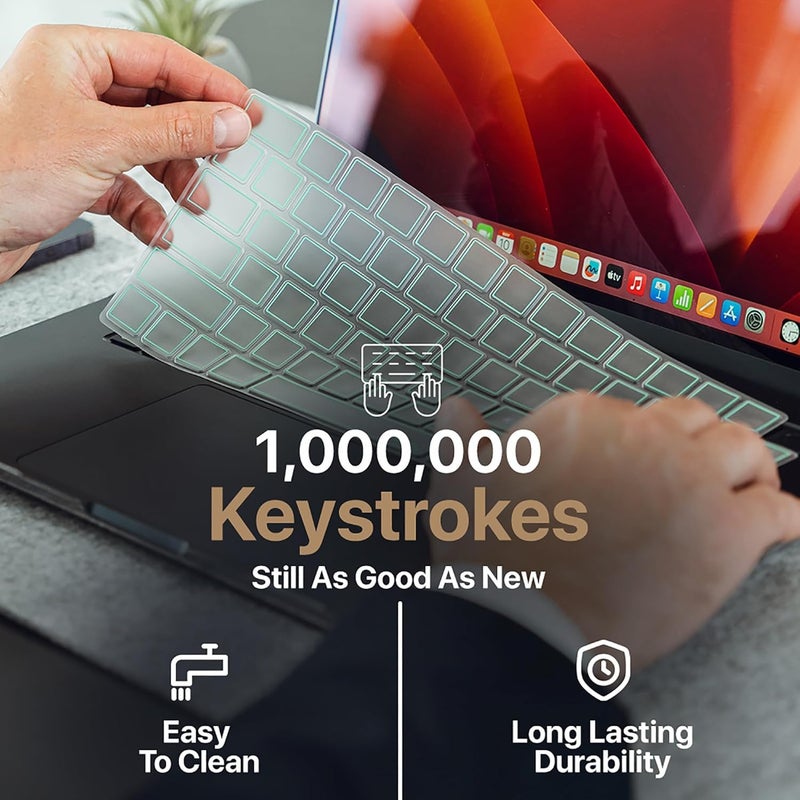 Oaky لوحة مفاتيح لجهاز ماك بوك إير M1 13 بوصة إصدار 2020 طراز A2179، A2337 مع Touch ID وشاشة Retina غلاف لوحة مفاتيح رفيع للغاية مقاوم للماء والغبار - أخضر - Image 5