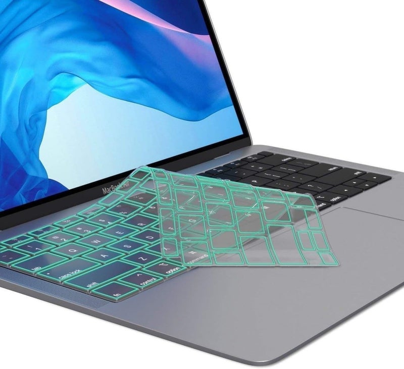 Oaky لوحة مفاتيح لجهاز ماك بوك إير M1 13 بوصة إصدار 2020 طراز A2179، A2337 مع Touch ID وشاشة Retina غلاف لوحة مفاتيح رفيع للغاية مقاوم للماء والغبار - أخضر - Image 1