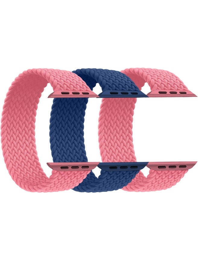3 Pieces Braided Nylon Solo Loop Band 42mm 44mm 45mm 49mm Wrist Size 135-140mm Compatible with Apple Watch iWatch series 10/Ultra/9/8/7/6/SE/5/4/3/2/1 - Image 1