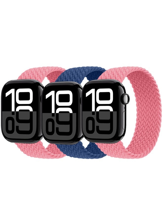 3 Pieces Braided Nylon Solo Loop Band 42mm 44mm 45mm 49mm Wrist Size 135-140mm Compatible with Apple Watch iWatch series 10/Ultra/9/8/7/6/SE/5/4/3/2/1 - Image 2