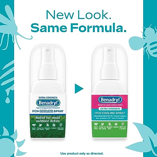 Benadryl Extra Strength Itch Cooling Spray, Topical Analgesic Spray with Diphenhydramine HCI & Zinc Acetate Skin Protectant for Fast Relief from Insect Bites, Travel Size, 2 fl. oz - Image 2
