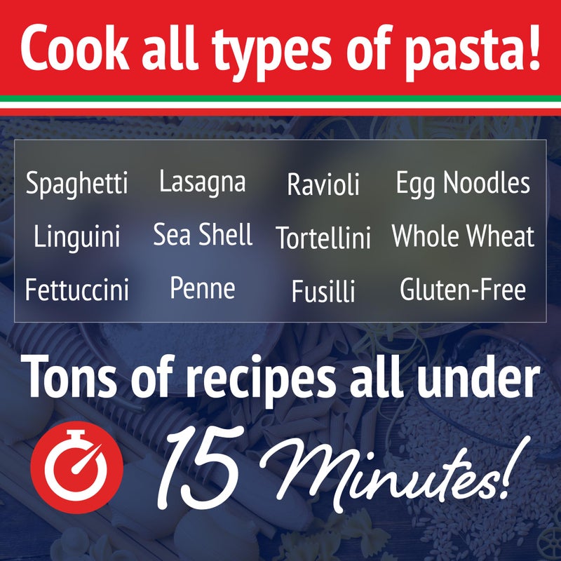 Fasta Pasta Microwave Pasta Cooker, Uncoated- The Original Fasta Pasta (Red)- Quickly Cooks up to 4 Servings- No Mess, Sticking or Waiting For Boil- Perfect Al Dente Pasta Every Time- For Dorms, Small Kitchens, or Offices  - Image 4