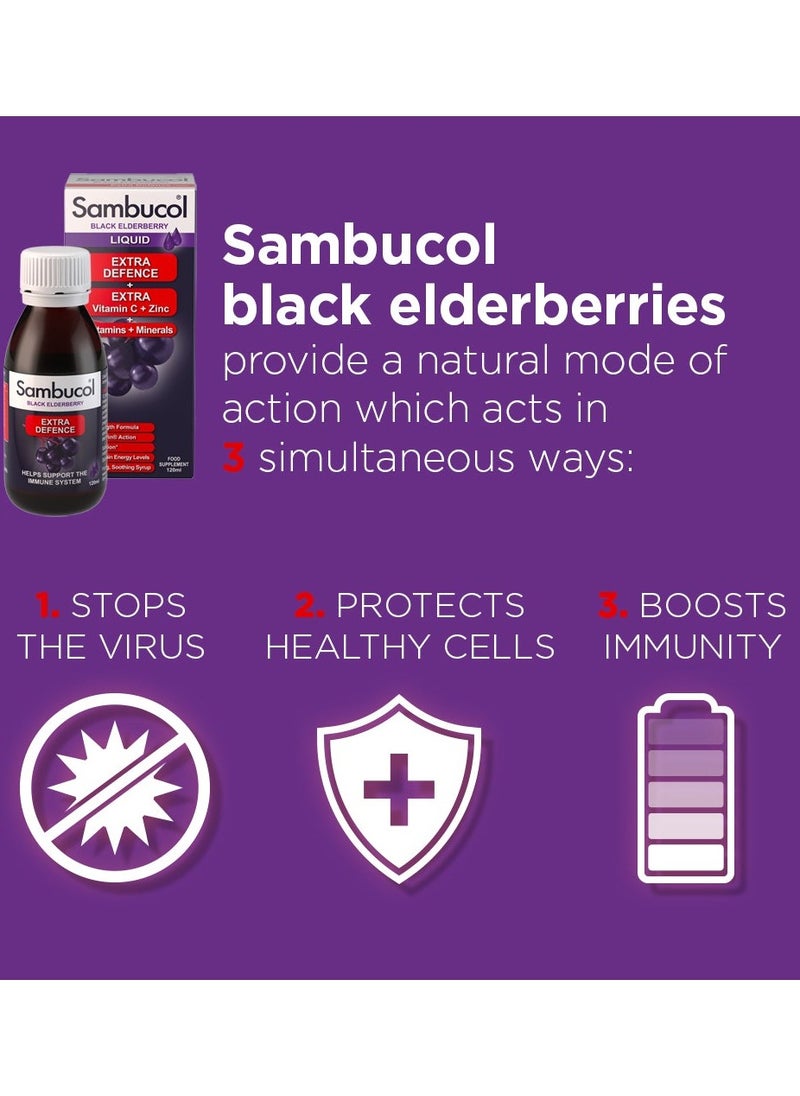 Sambucol - Extra Defense Vitamin C and Zinc Support Immune System 120ml - Image 1