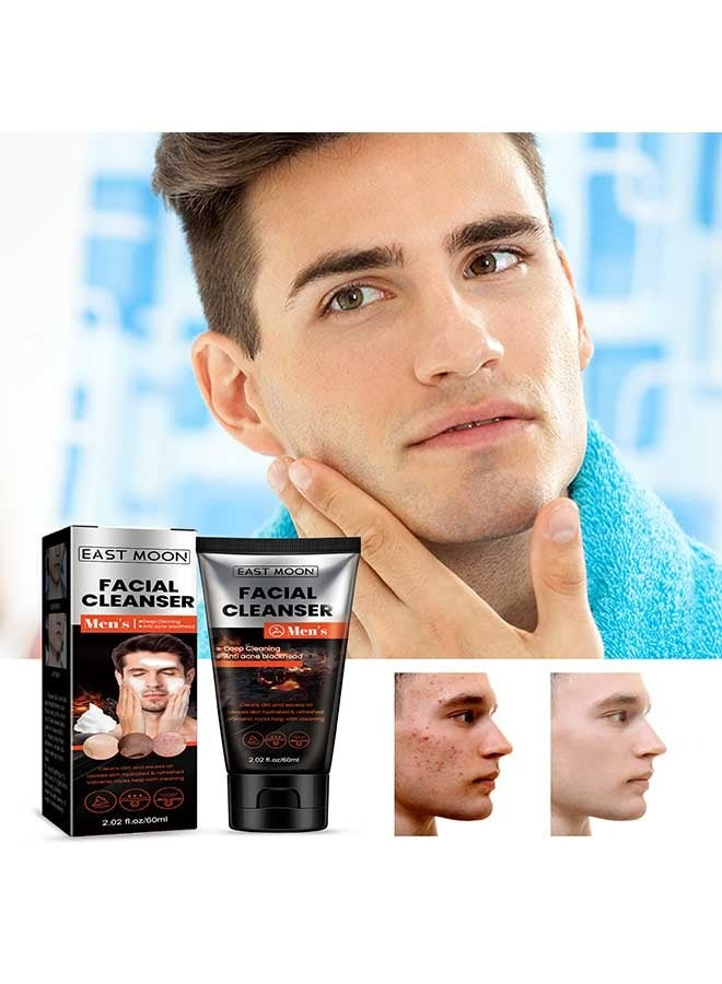 East Moon Men‘s Volcanic Rock Facial Cleanser 60ml, Deep Cleansing, Oil Controlling And Acne Removing Brightening Facial Cleanser for All Skin Types  - Image 1
