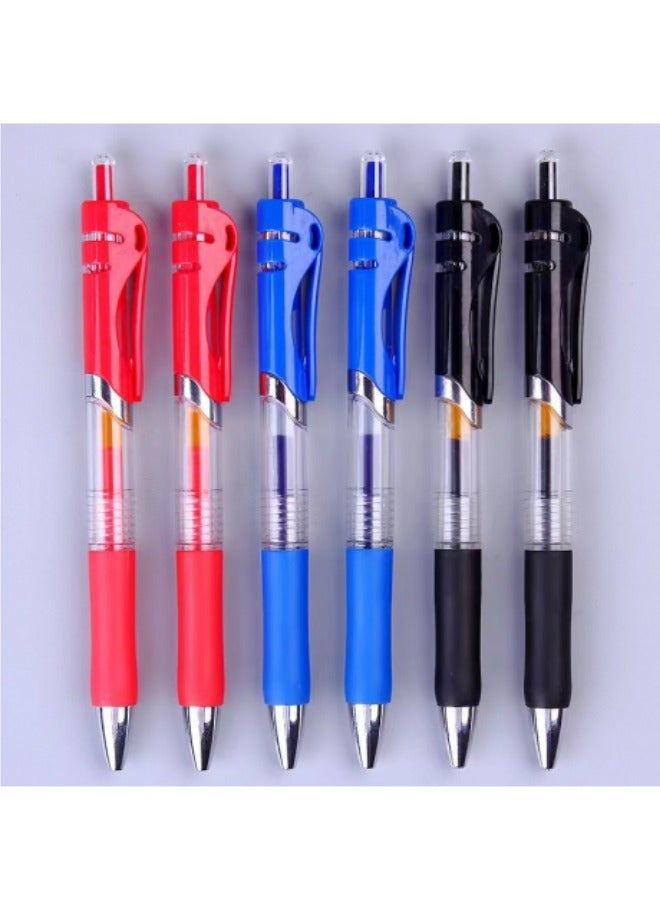 6 Pack Black Red Blue Ink Ballpoint Pen 0.5mm Gel Pen Quick Drying Ink Press Gel-Ink Pen - Image 1