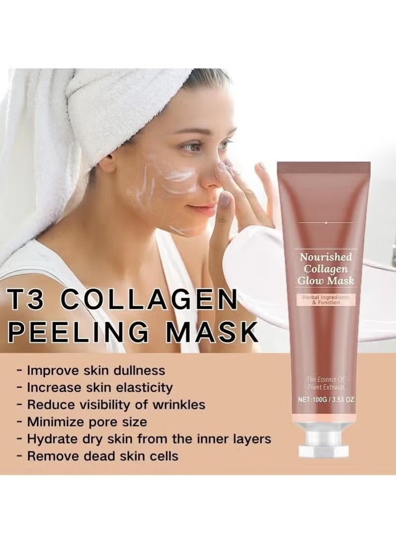 Hoygi Collagen Glow Mask, Face Mask Skincare for Elasticity, Firmness, Collagen Peel off Mask, Glow Skin, Pore Tightening Infused, Hydrolyzed Collagen Mask(1pcs) - Image 3
