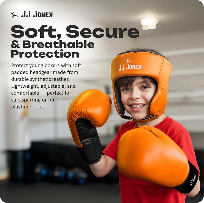 Jonex طقم كيس ملاكمة للأطفال من JJ Sports - كيس ملاكمة ثقيل، قفازات، MMA، معدات تدريب في المنزل وفنون القتال | للأولاد والبنات من عمر 3 4 5 6 7 8 سنوات | لون برتقالي | - Image 4