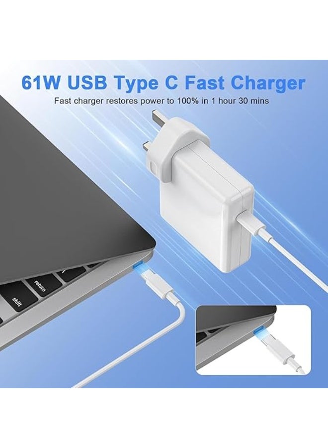 Terabyte شاحن USB C بقوة 61 واط متوافق مع ماك بوك برو/إير 13 بوصة 2016-2024 آيباد برو 12.9/11 بوصة آيفون 16 15 14 13 12 سلسلة M1 M2 M3 محول طاقة Type C، كابل USB C إلى USB C متضمن استبدال - Image 2