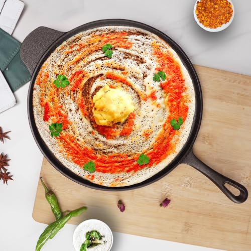 SOLARA Crownstone Premium Cast Iron Tawa for roti and dosa 12 Inch(30 CM),Cast Iron Tawa for Dosa with Handle, Dosa Tawa Non Stick, Cast Iron Cookware, 100% Pure & Toxin-Free - Image 1