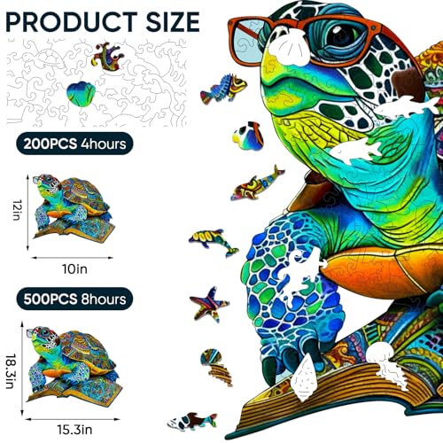 Mys Aurora Sea Turtle Puzzles for Adults 5MM Thick 200 Pieces Jigsaw Puzzles Unique Shape Ocean Wooden Puzzles for Adults and Kids Birthday Gifts Family Game 12 x 10 Inches - Image 5