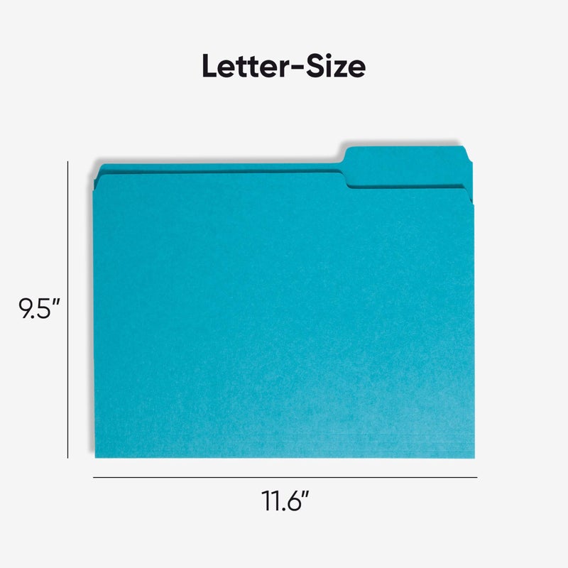 Smead Standard File Folders, 100 Count, Teal, 1/3-Cut Tabs, Letter Size (13143) - Image 2