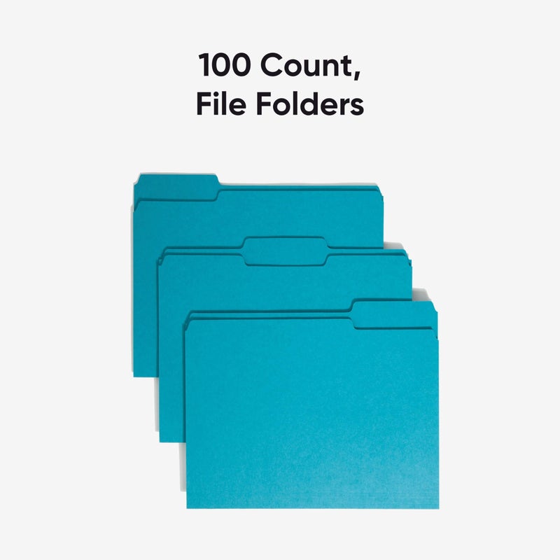 Smead Standard File Folders, 100 Count, Teal, 1/3-Cut Tabs, Letter Size (13143) - Image 3