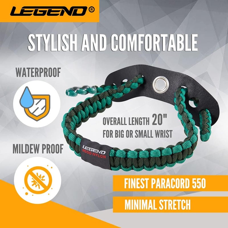 Legend 550 Paracord Bow Wrist Sling - Compound Bow Stabilizer & Hand Loop Carrier for Bow Hunting - Adjustable Wrist Strap with Durable Leather Yoke, Strong Metal Grommets - Archery Accessories & Gear - Image 3